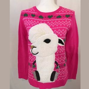 Pink Llama not ugly Christmas sweater party